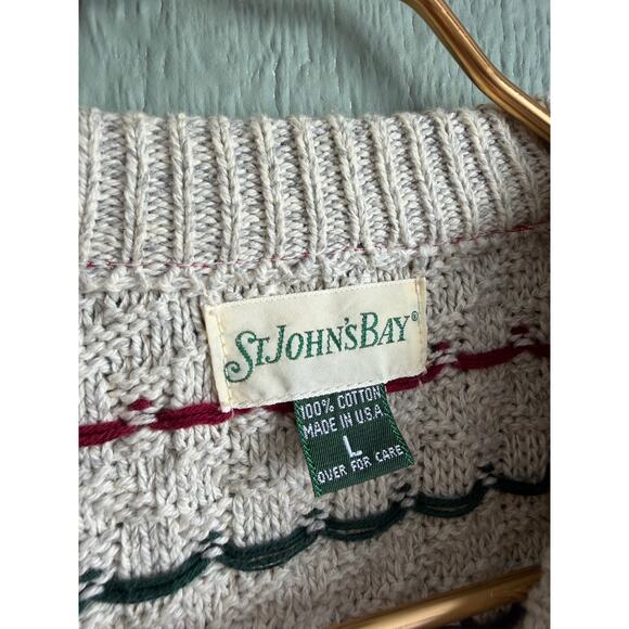 Vintage St. John’s Bay 100% Cotton Textured Knit Sweater – Made in USA – Size L - Picture 5 of 6